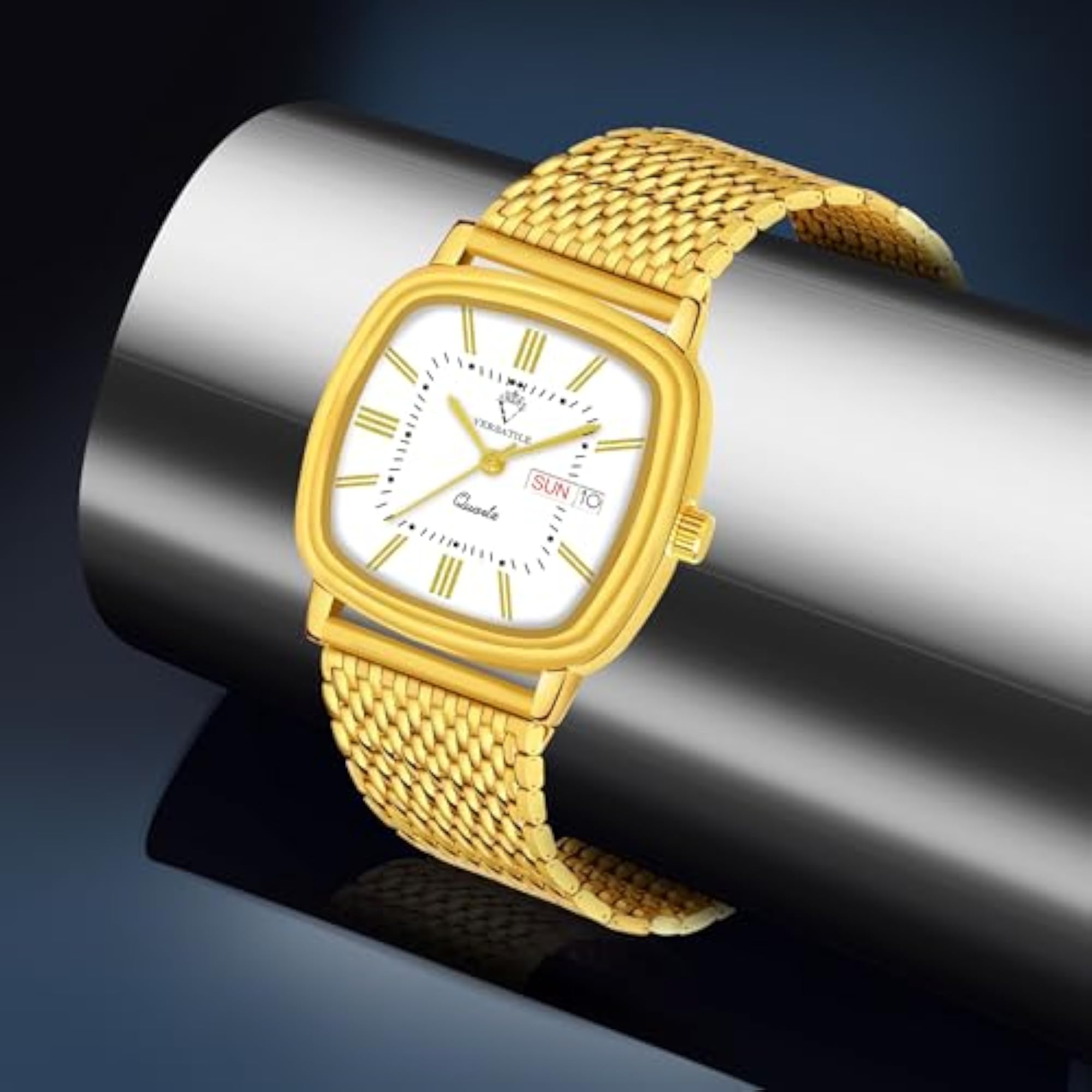 Round Dial Men's Watch with VGold Charm
